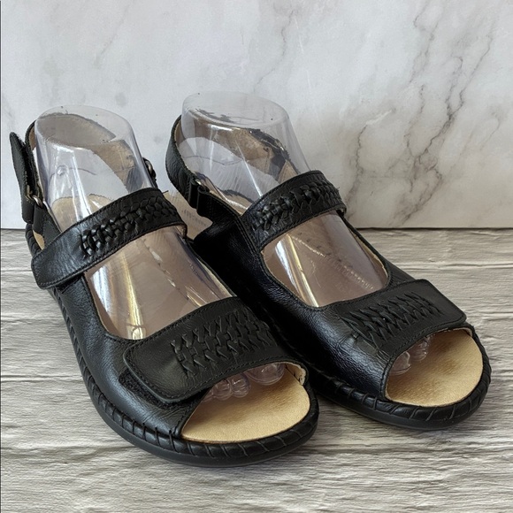 Romika Shoes - Romika Women's Black Leather Open Toe Sandals